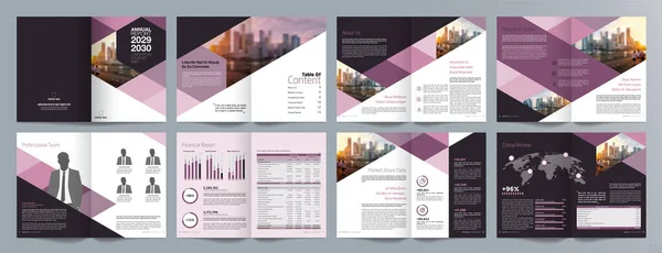 Şirket Tanıtım Rehberi Broşürü Yıllık Rapor Sayfa Minimalist Düz Geometrik — Stok Vektör