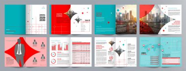 Şirket iş tanıtım rehberi broşürü, yıllık rapor, 16 sayfa minimalist düz geometrik iş broşürü tasarım şürü, A4 boyut.