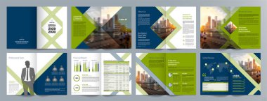 Şirket iş tanıtım rehberi broşürü, yıllık rapor, 16 sayfa minimalist düz geometrik iş broşürü tasarım şürü, A4 boyut