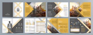 Şirket iş tanıtım rehberi broşürü, yıllık rapor, 16 sayfa minimalist düz geometrik iş broşürü tasarım şürü, A4 boyut