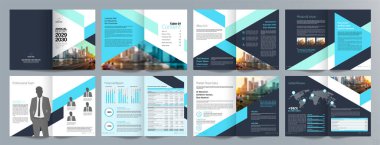 Şirket iş tanıtım rehberi broşürü, yıllık rapor, 16 sayfa minimalist düz geometrik iş broşürü tasarım şürü, A4 boyut