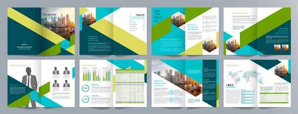 Broschüren Vorlage Für Unternehmenspräsentationen Geschäftsbericht Seitige Minimalistische Flache Geometrische Design — Stockvektor