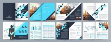 Şirket iş tanıtım rehberi broşürü, yıllık rapor, 16 sayfa minimalist düz geometrik iş broşürü tasarım şürü, A4 boyut.