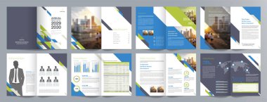 Şirket iş tanıtım rehberi broşürü, yıllık rapor, 16 sayfa minimalist düz geometrik iş broşürü tasarım şürü, A4 boyut.