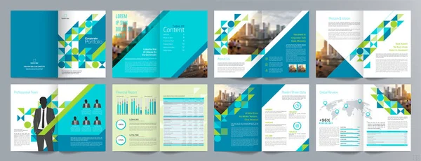 Broschüren Vorlage Für Unternehmenspräsentationen Geschäftsbericht Seitige Minimalistische Flache Geometrische Design — Stockvektor