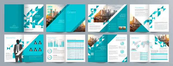 Broschüren Vorlage Für Unternehmenspräsentationen Geschäftsbericht Seitige Minimalistische Flache Geometrische Design — Stockvektor