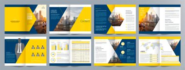 Şirket iş tanıtım rehberi broşürü, yıllık rapor, 16 sayfa minimalist düz geometrik iş broşürü tasarım şürü