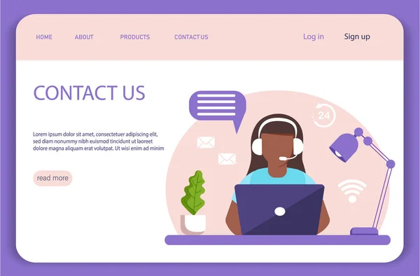 Kundenservice Landing Page Konzeptillustration Für Unterstützung Unterstützung Call Center Eine — Stockvektor