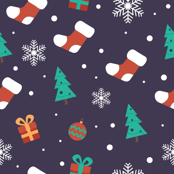 Jednoduchý vánoční bezproblémový jasný vzor. Pozadí lze použít pro tapety, výplně vzorů, pozadí webových stránek, povrchové textury. — Stockový vektor