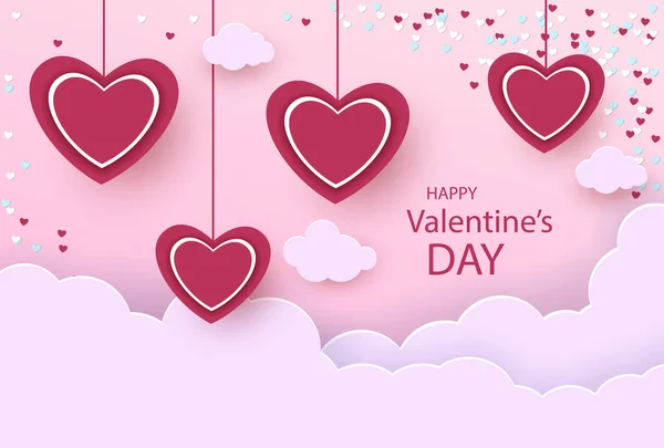 Ilustração de fundo de amor para cartões de Dia dos Namorados felizes com corações —  Vetores de Stock