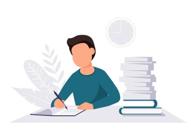 Ev işi kavramı, evden çalışan adam, öğrenci ya da serbest çalışan.