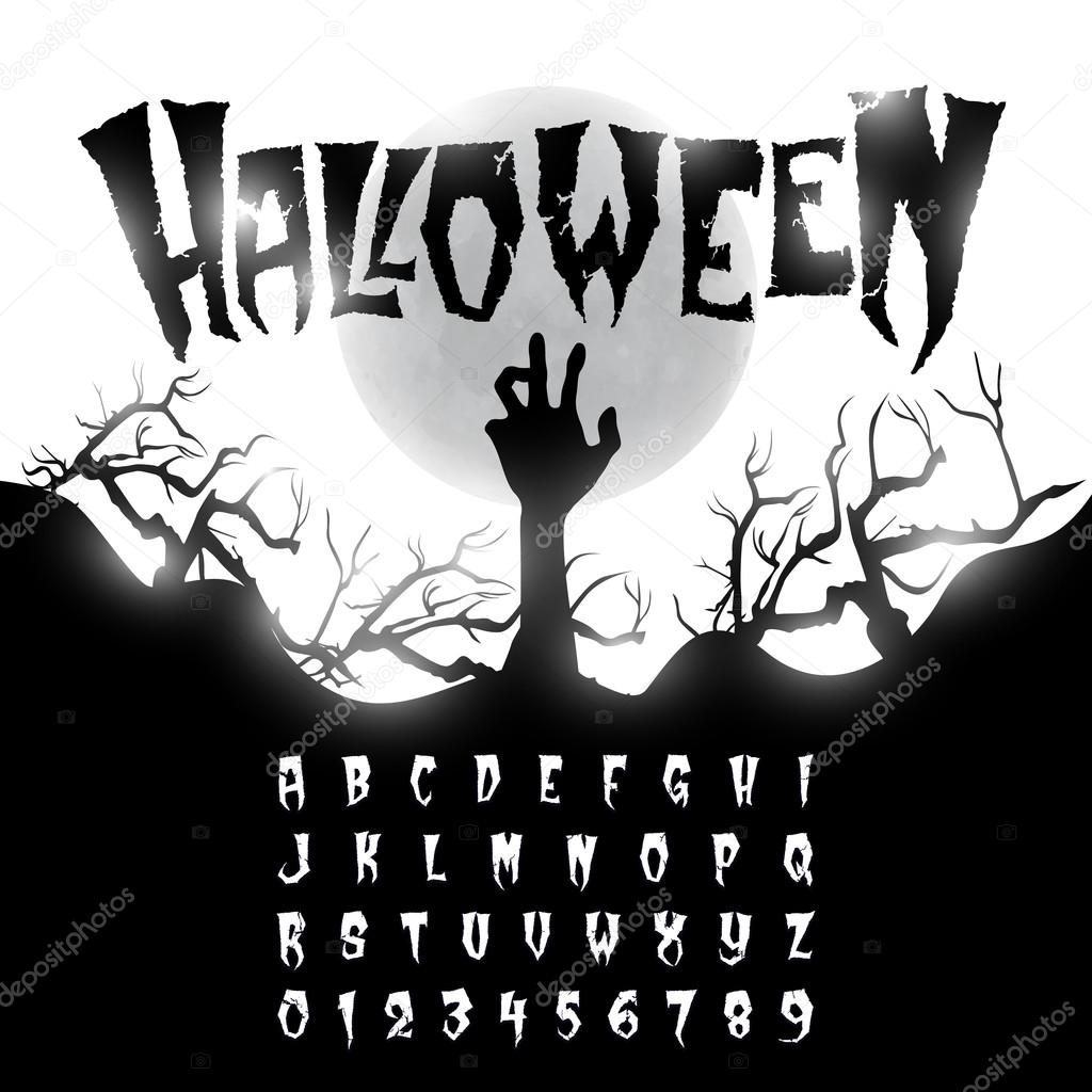 Halloween Font Letters And Numbers Stock Vector C Wimstock
