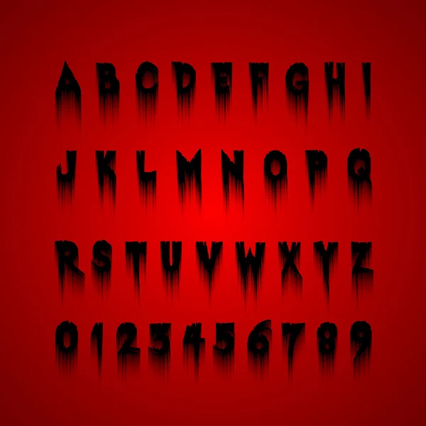 Halloween fuente, Letras y Números — Vector de stock