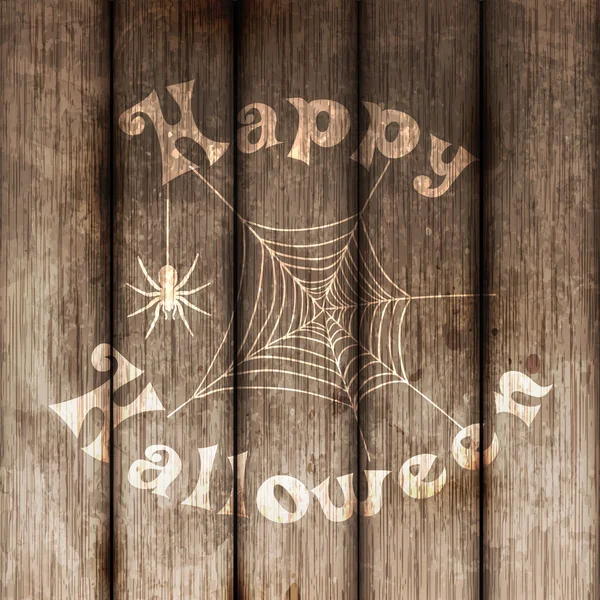Felice Halloween in legno dipinto sfondo — Vettoriale Stock
