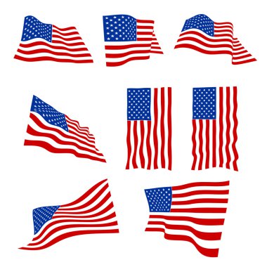 Beyaz arka planda izole edilmiş Amerikan bayrağı