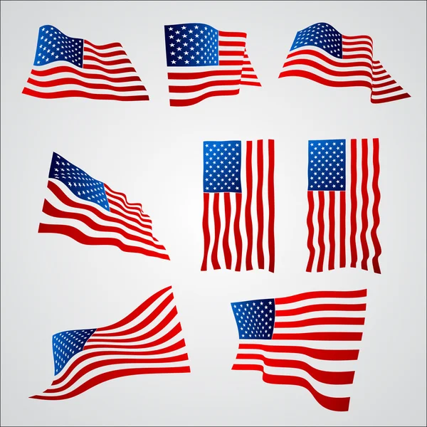 Americká vlajka s přechodem izolovaných na bílém pozadí — Stockový vektor