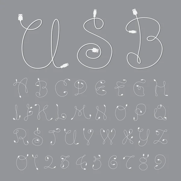 Usb スタイル数字とアルファベットのフォント — ストックベクタ