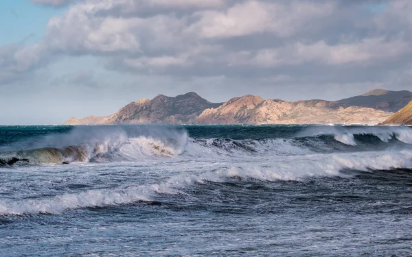 Rough Seas Storm Hortense Ile Rousse Balagne Region Corsica Red —  Fotos de Stock