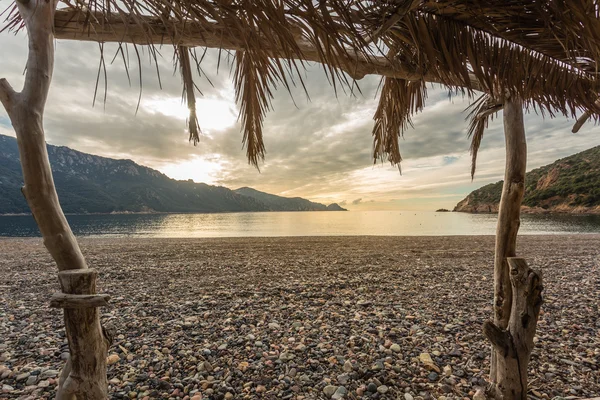View from beach bar at Bussaglia beach in Corsica — Stock Photo, Image