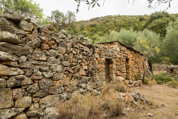 Byn och sten byggnader på Tuvarelli på Korsika — Stockfoto
