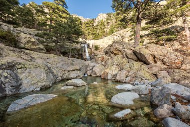 Art arda sıralı des Anglais şelale Vizzavona Corsica'deki / daki yakınındaki