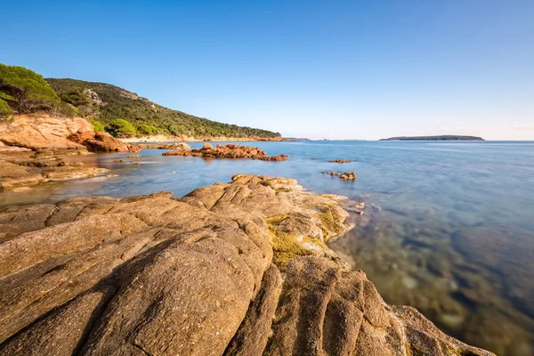 Stenar och kusten vid Palombaggia beach på Korsika — Stockfoto