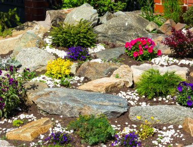 bed flowers and stones clipart