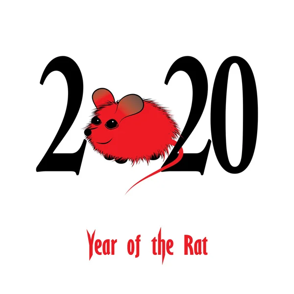 Horoscope chinois rat, souris signe animal. L'image vectorielle de l'art dans un style décoratif — Image vectorielle