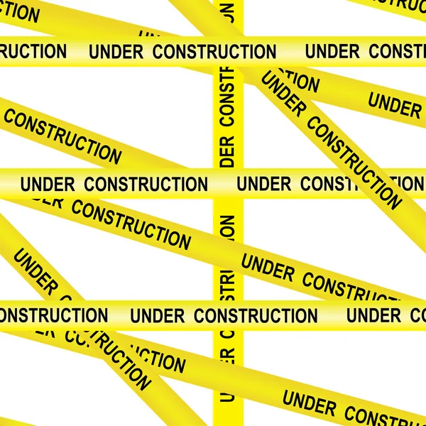 Under construction caution tape entrance prohibited background seamless yellow warning caution ribbon tape vector on white background — Stock Vector