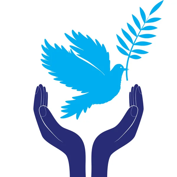 Hands and dove of peace vector illustration — Stock Vector