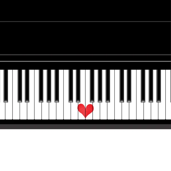 Corazón amor música piano — Vector de stock