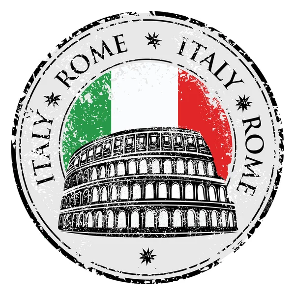 Grunge lastik damgası colosseum ve word Roma, İtalya içinde vektör