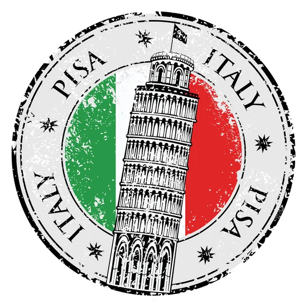 Stamp Pisa tower in Italy, vector — Stock Vector