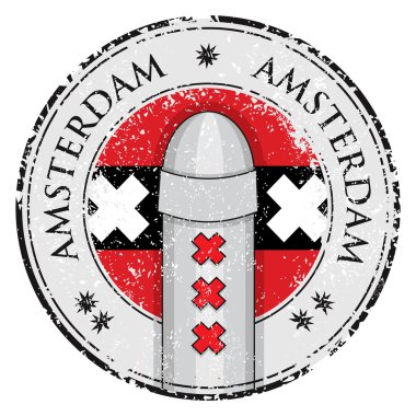 Grunge damga Amsterdam ve bayrak baba sembolü ile