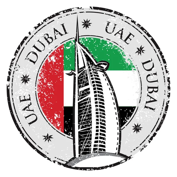 Grunge damga ile bayrak ve şehir Dubai, Birleşik Arap Emirlikleri vektör Emirliği
