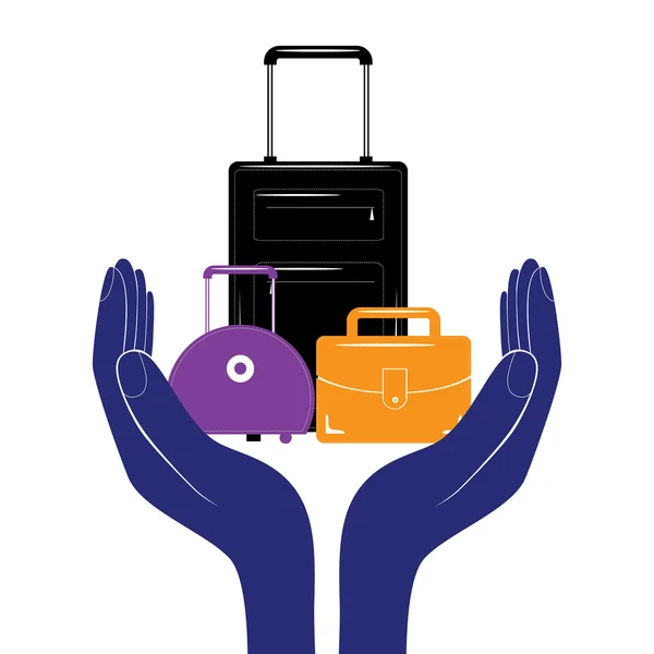 Icono de señal de seguro de equipaje. Símbolo de equipaje de viaje. Logos comerciales vector . — Vector de stock