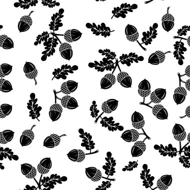 Acorns oak nut vector seamless pattern clipart