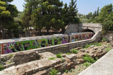 Atina yeraltı metro ulaşım fotoğraf