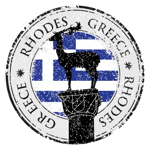 Grunge sello de goma con la isla de Rodas , — Archivo Imágenes Vectoriales