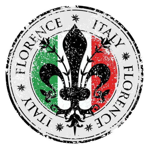 Reizen bestemming grunge Rubberstempel met symbool van Florence, Italië binnen, de fleur de lis van Florence — Stockvector