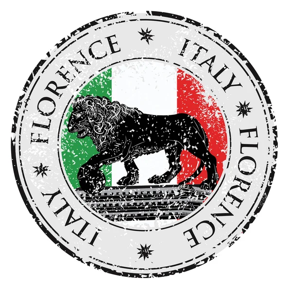 Reiseziel Grunge-Stempel mit Symbol von Florenz, innen Italien — Stockvektor