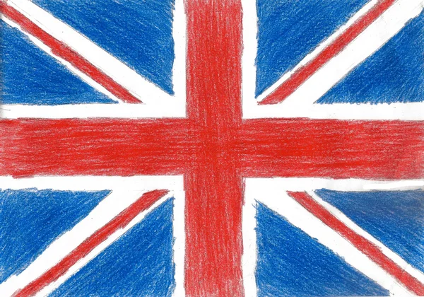 Britain flag, pencil drawing illustration kid style photo image — Stock fotografie