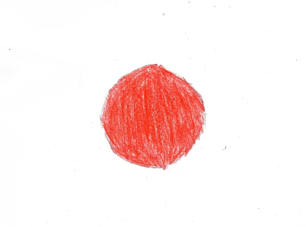 Japan flag, pencil drawing illustration kid style photo image — Stock Fotó