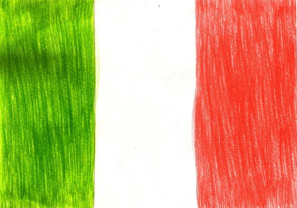 Italienische Fahne, italienische Bleistiftzeichnung Illustration Kinderstil Foto-Bild — Stockfoto