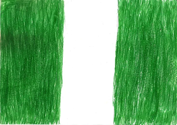 Nigeria flag pencil drawing illustration kid style photo image — Stockfoto