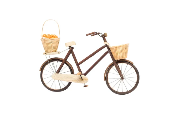 Wooden bicycle toy isolated on white with clipping path — Stock Photo, Image