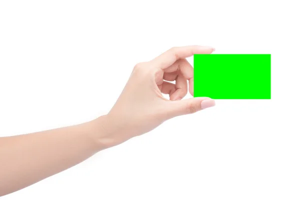 Tarjeta de mano en verde — Foto de Stock