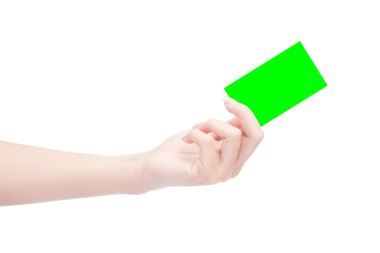 Boş kartvizit yeşil chroma anahtar içinde dicut için kolay holding eller