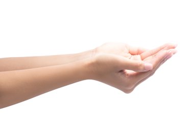 Güzel kadının eller, avuç içi kadar yakın çekim.