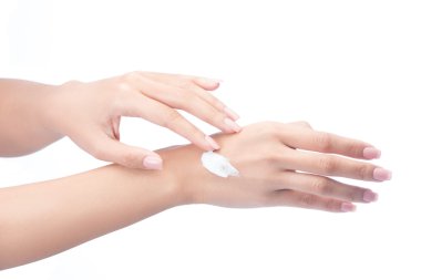 güzel bir genç kadın el kremi,